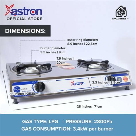 astron 2 burner gas stove price